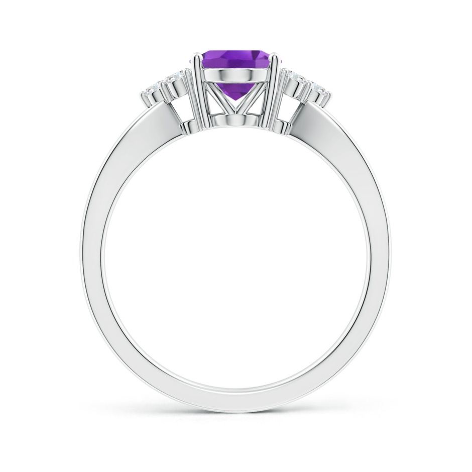 8x6mm AA Solitaire Oval Amethyst Split Shank Ring with Trio Diamonds in P950 Platinum side 199