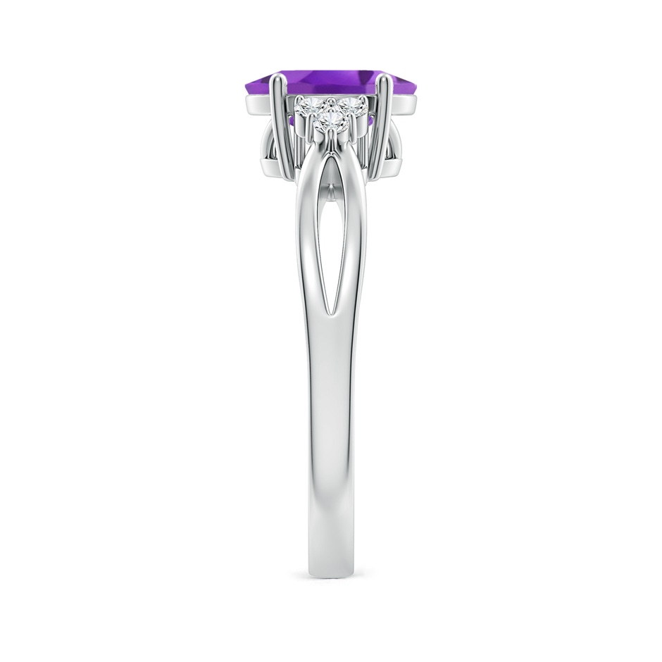 8x6mm AA Solitaire Oval Amethyst Split Shank Ring with Trio Diamonds in P950 Platinum side 299