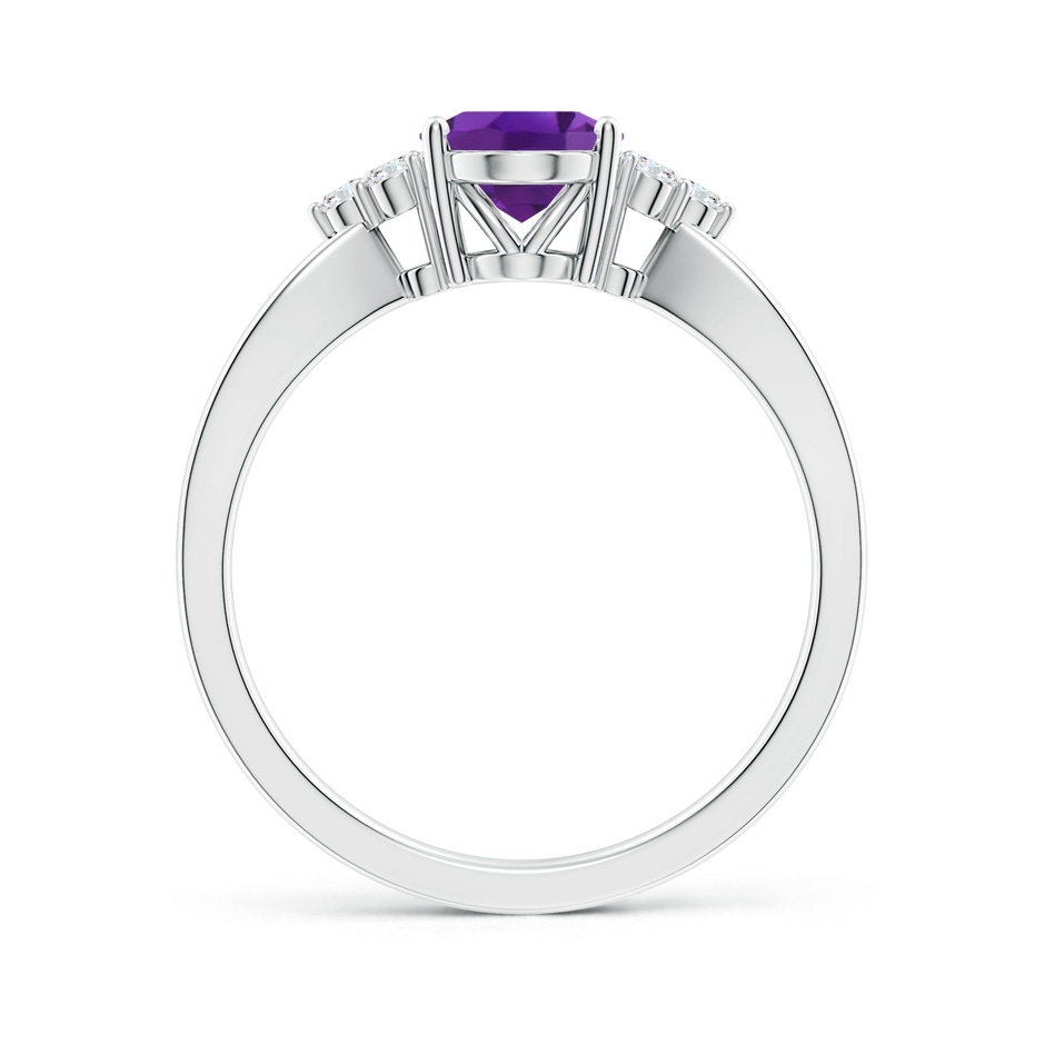 8x6mm AAA Solitaire Oval Amethyst Split Shank Ring with Trio Diamonds in White Gold side 199