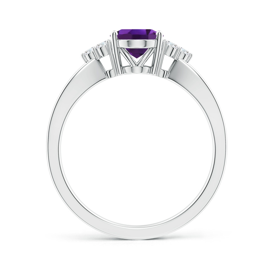 8x6mm AAAA Solitaire Oval Amethyst Split Shank Ring with Trio Diamonds in P950 Platinum side 199