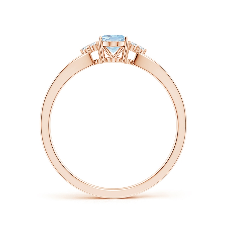 6x4mm A Solitaire Oval Aquamarine Split Shank Ring with Trio Diamonds in Rose Gold side 199