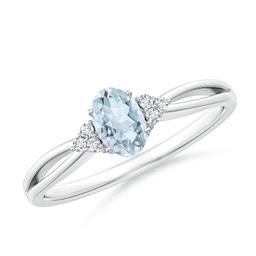 Oval Aquamarine Side Stones Rings