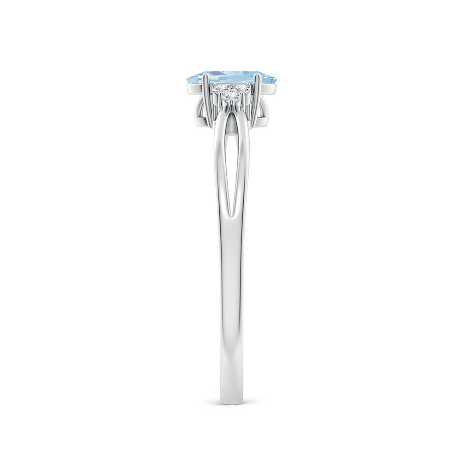 6x4mm A Solitaire Oval Aquamarine Split Shank Ring with Trio Diamonds in White Gold side 299