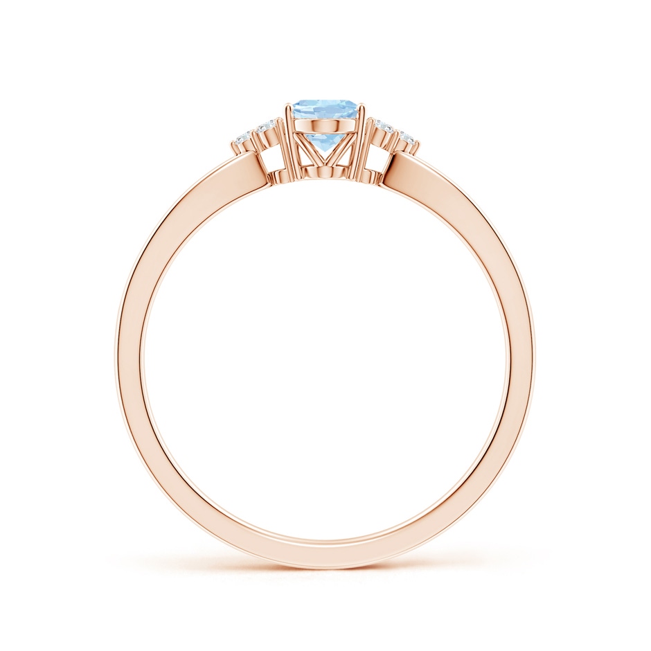 6x4mm AA Solitaire Oval Aquamarine Split Shank Ring with Trio Diamonds in Rose Gold side 199