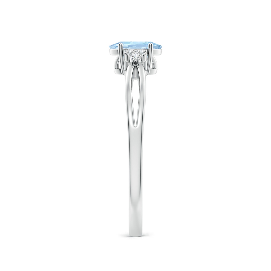 6x4mm AA Solitaire Oval Aquamarine Split Shank Ring with Trio Diamonds in White Gold side 299