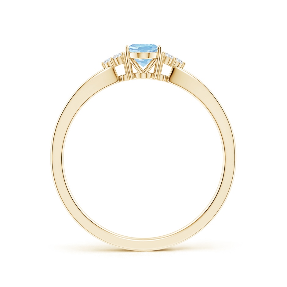 6x4mm AAA Solitaire Oval Aquamarine Split Shank Ring with Trio Diamonds in Yellow Gold side 199