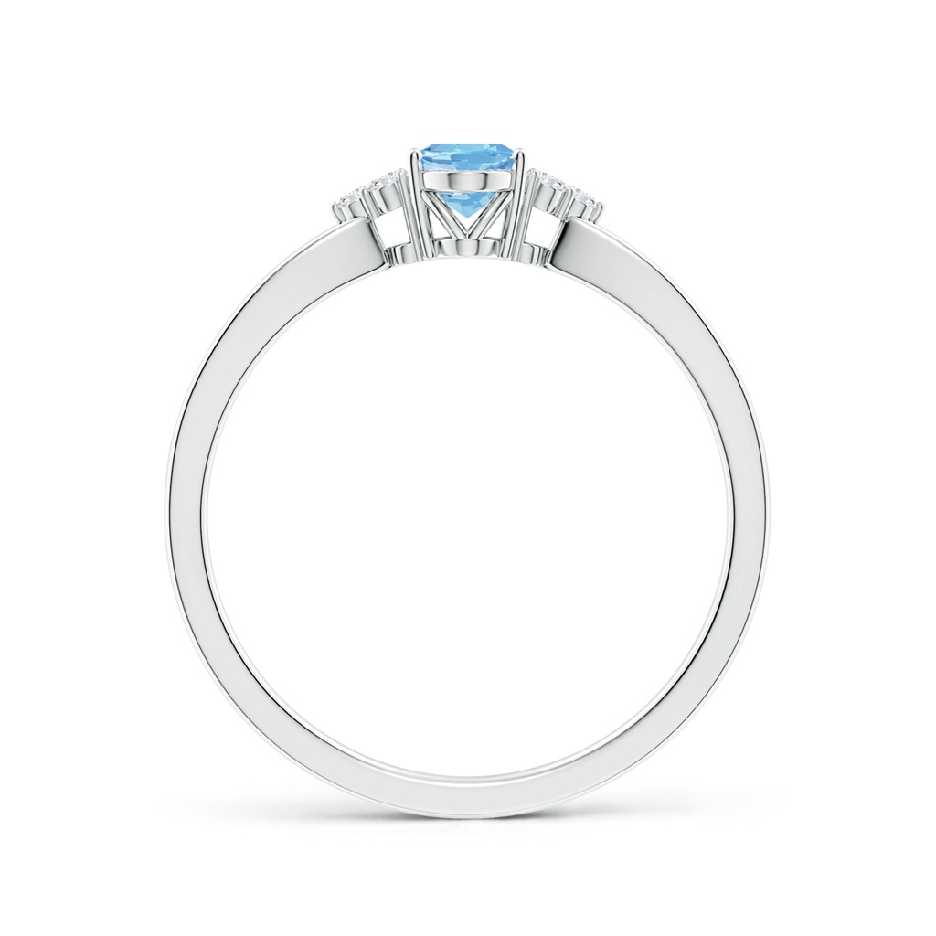 6x4mm AAAA Solitaire Oval Aquamarine Split Shank Ring with Trio Diamonds in White Gold Side 199