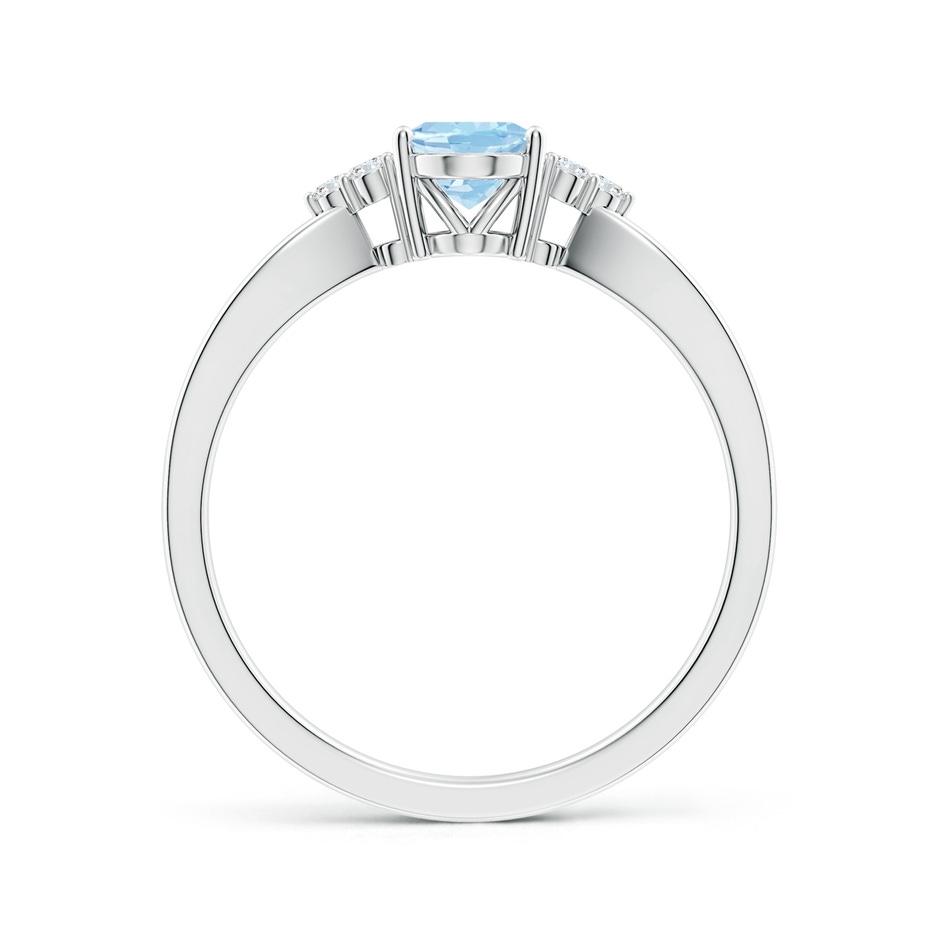 7x5mm AAA Solitaire Oval Aquamarine Split Shank Ring with Trio Diamonds in White Gold side 199