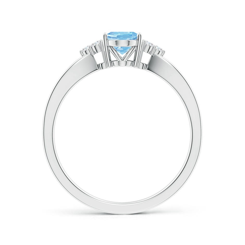 7x5mm AAAA Solitaire Oval Aquamarine Split Shank Ring with Trio Diamonds in White Gold side 199