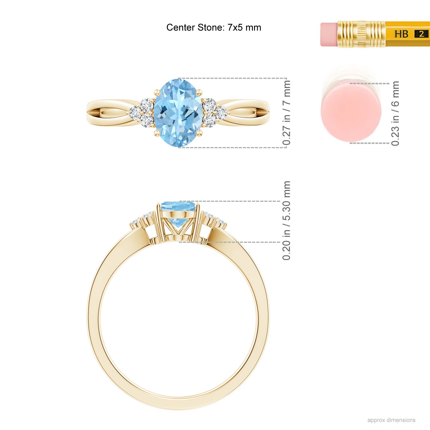 AAAA - Aquamarine / 0.67 CT / 14 KT Yellow Gold