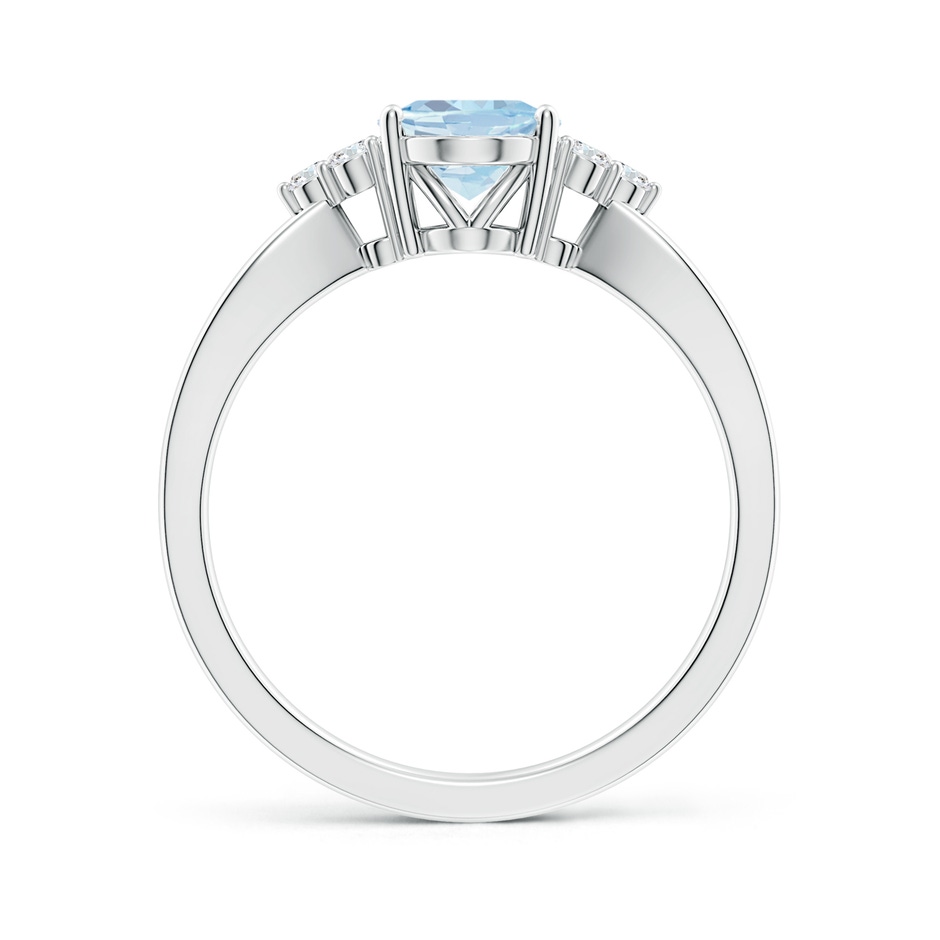 8x6mm A Solitaire Oval Aquamarine Split Shank Ring with Trio Diamonds in White Gold side 199