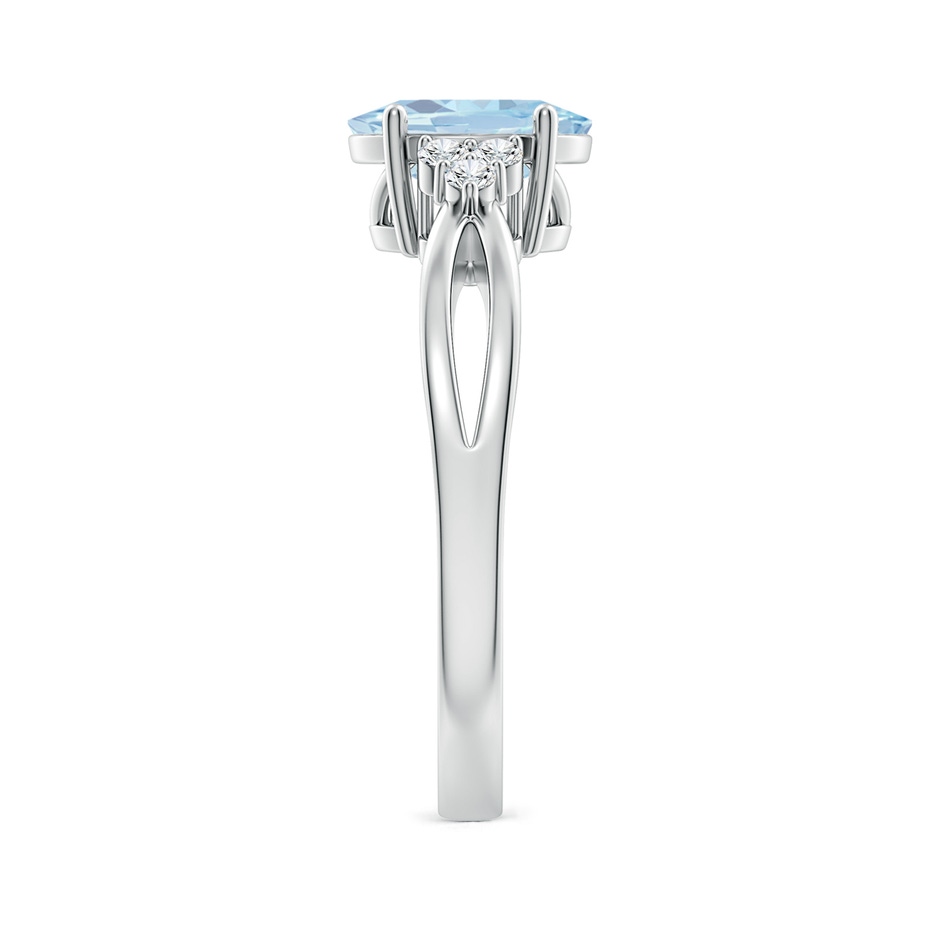 8x6mm A Solitaire Oval Aquamarine Split Shank Ring with Trio Diamonds in White Gold side 299