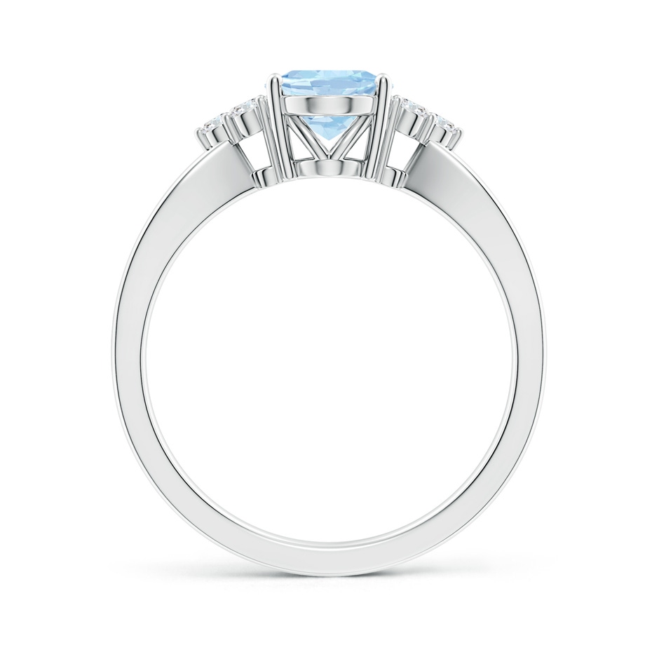 8x6mm AA Solitaire Oval Aquamarine Split Shank Ring with Trio Diamonds in White Gold side 199