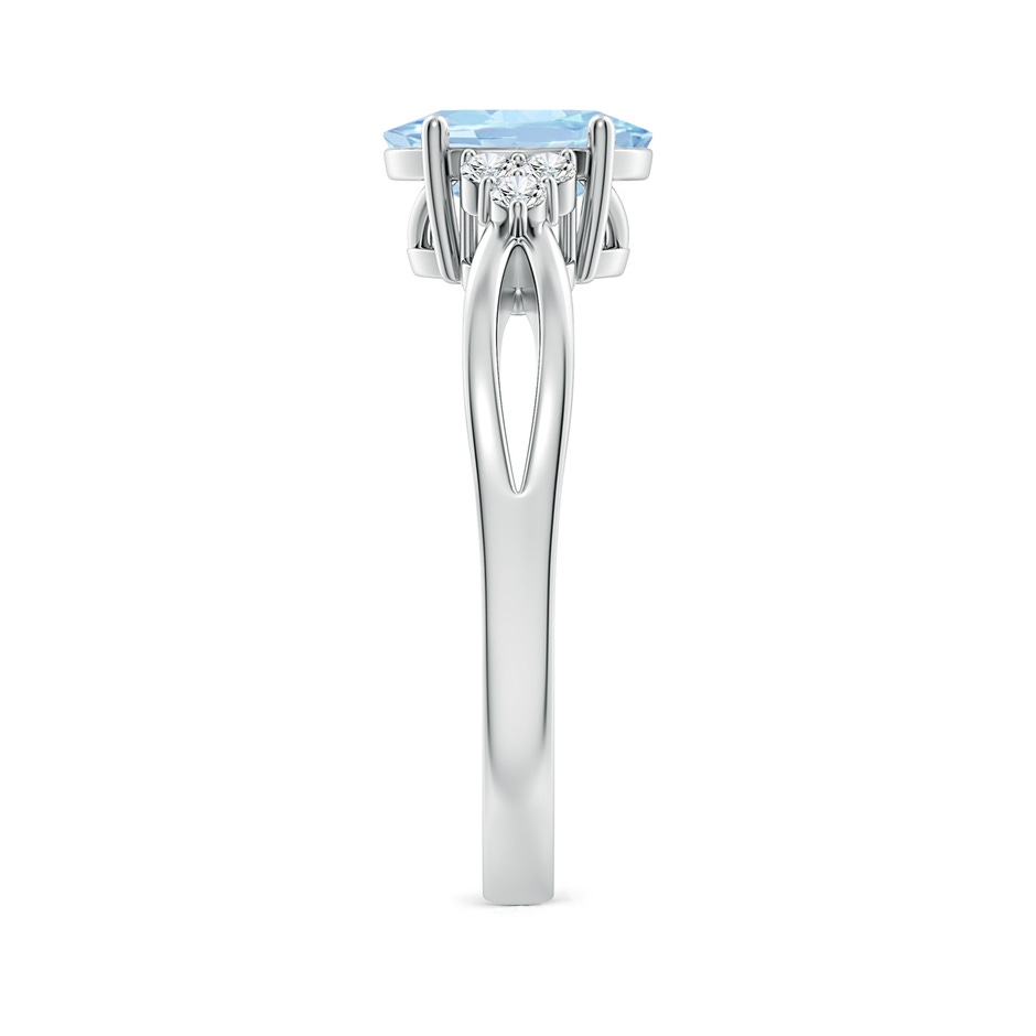 8x6mm AA Solitaire Oval Aquamarine Split Shank Ring with Trio Diamonds in White Gold side 299