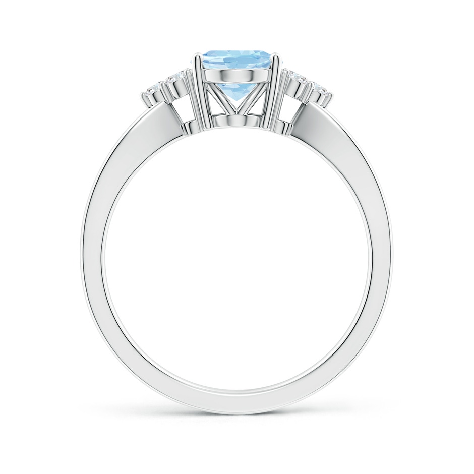 8x6mm AAA Solitaire Oval Aquamarine Split Shank Ring with Trio Diamonds in P950 Platinum side 199