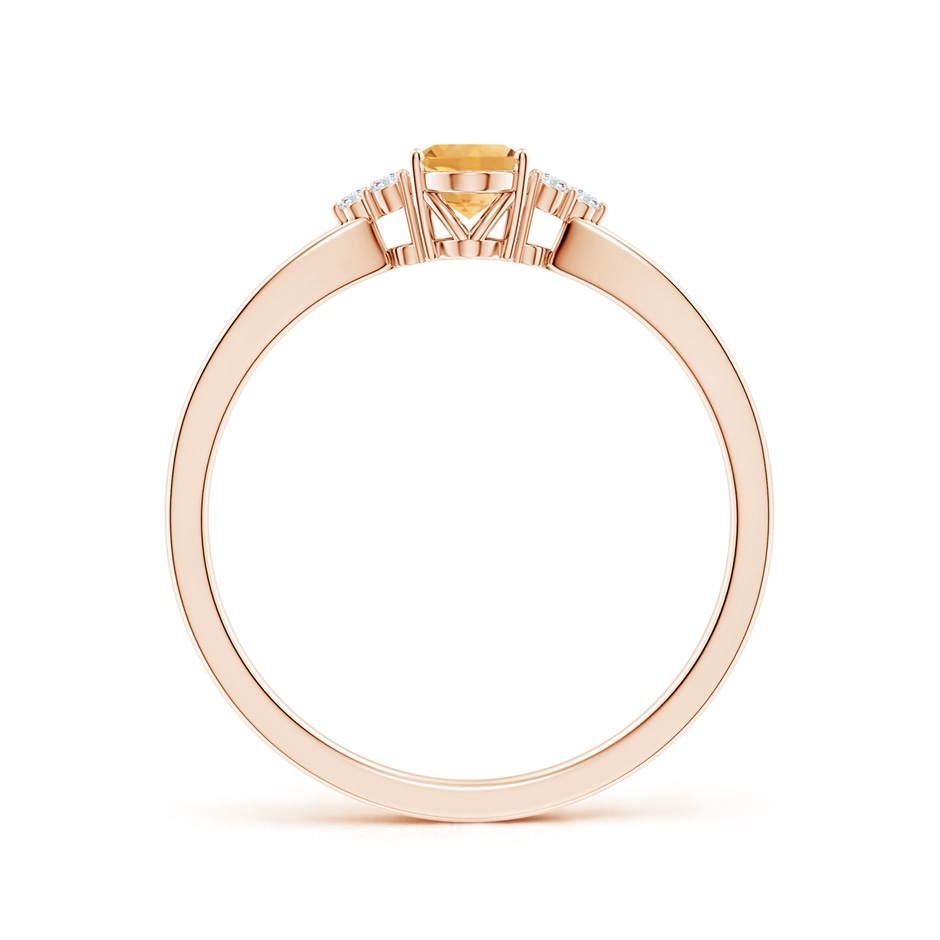 6x4mm A Solitaire Oval Citrine Split Shank Ring with Trio Diamonds in Rose Gold side-1