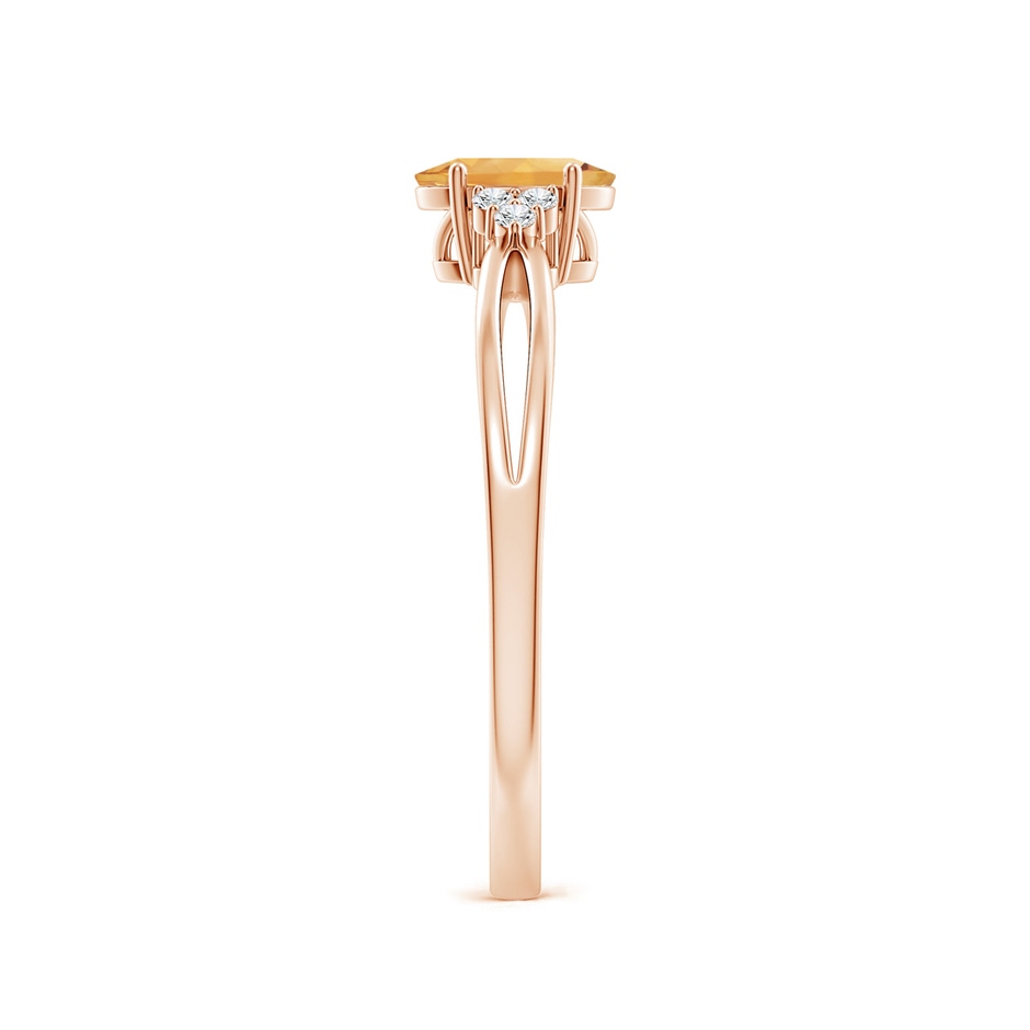 6x4mm A Solitaire Oval Citrine Split Shank Ring with Trio Diamonds in Rose Gold side-2