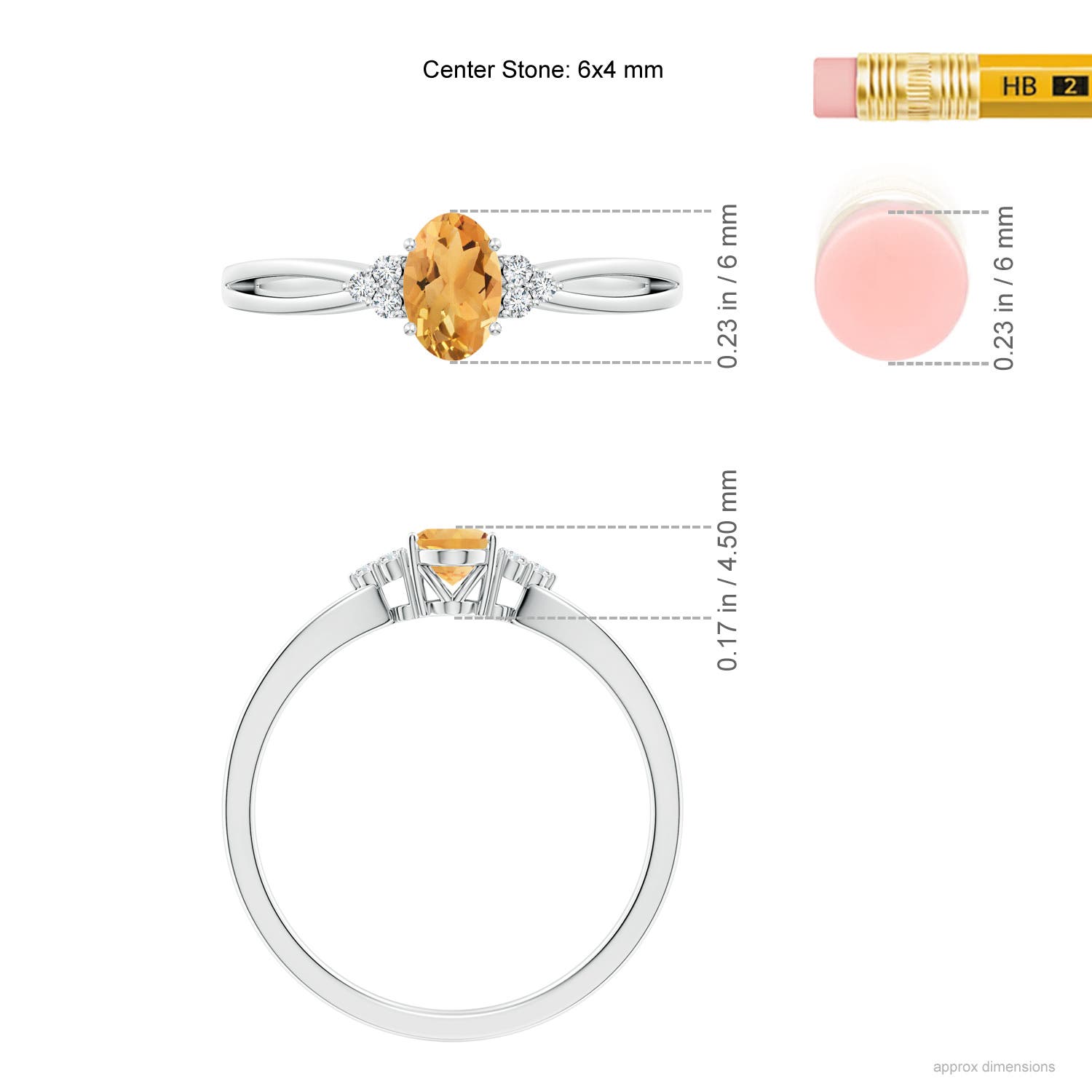 A - Citrine / 0.46 CT / 14 KT White Gold