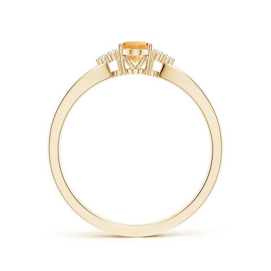 6x4mm A Solitaire Oval Citrine Split Shank Ring with Trio Diamonds in Yellow Gold side-1