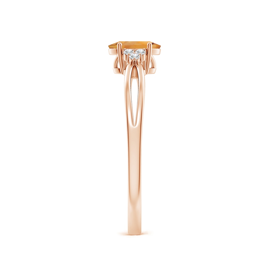 6x4mm AA Solitaire Oval Citrine Split Shank Ring with Trio Diamonds in Rose Gold side-2