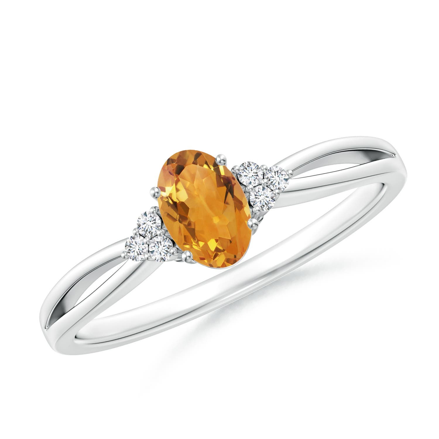 AA - Citrine / 0.46 CT / 14 KT White Gold