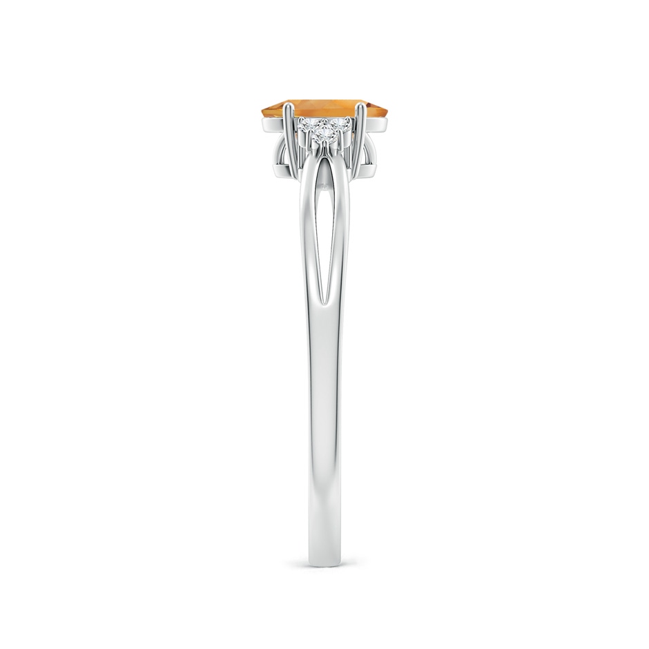 6x4mm AA Solitaire Oval Citrine Split Shank Ring with Trio Diamonds in White Gold side-2