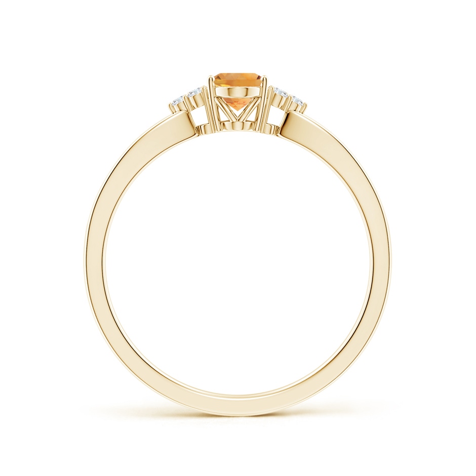 6x4mm AA Solitaire Oval Citrine Split Shank Ring with Trio Diamonds in Yellow Gold side-1