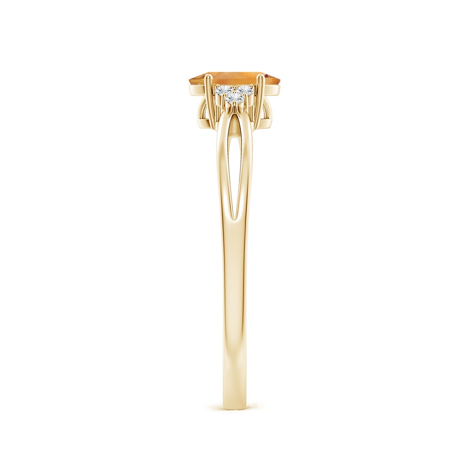 6x4mm AA Solitaire Oval Citrine Split Shank Ring with Trio Diamonds in Yellow Gold side-2