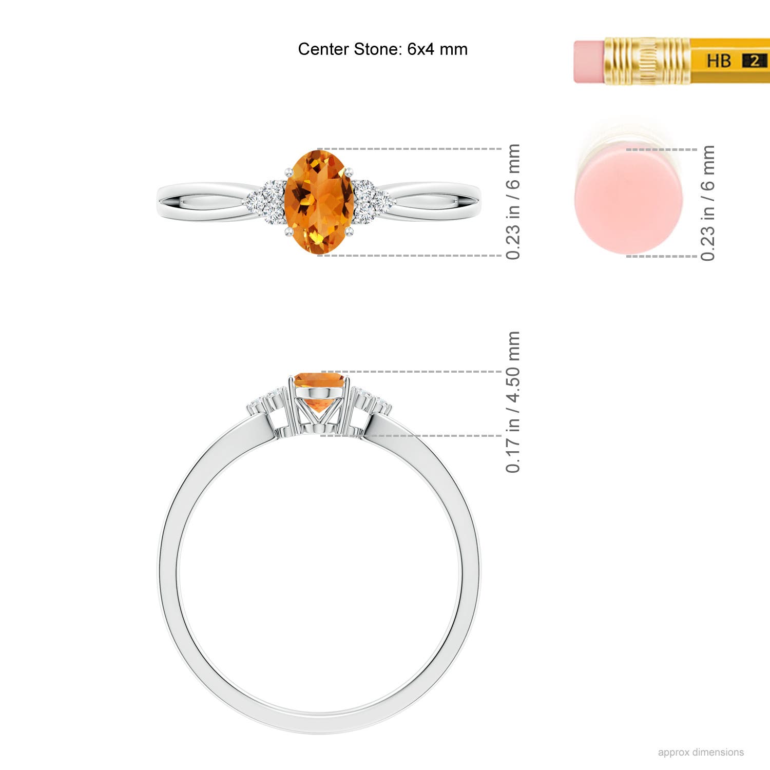 AAA - Citrine / 0.46 CT / 14 KT White Gold