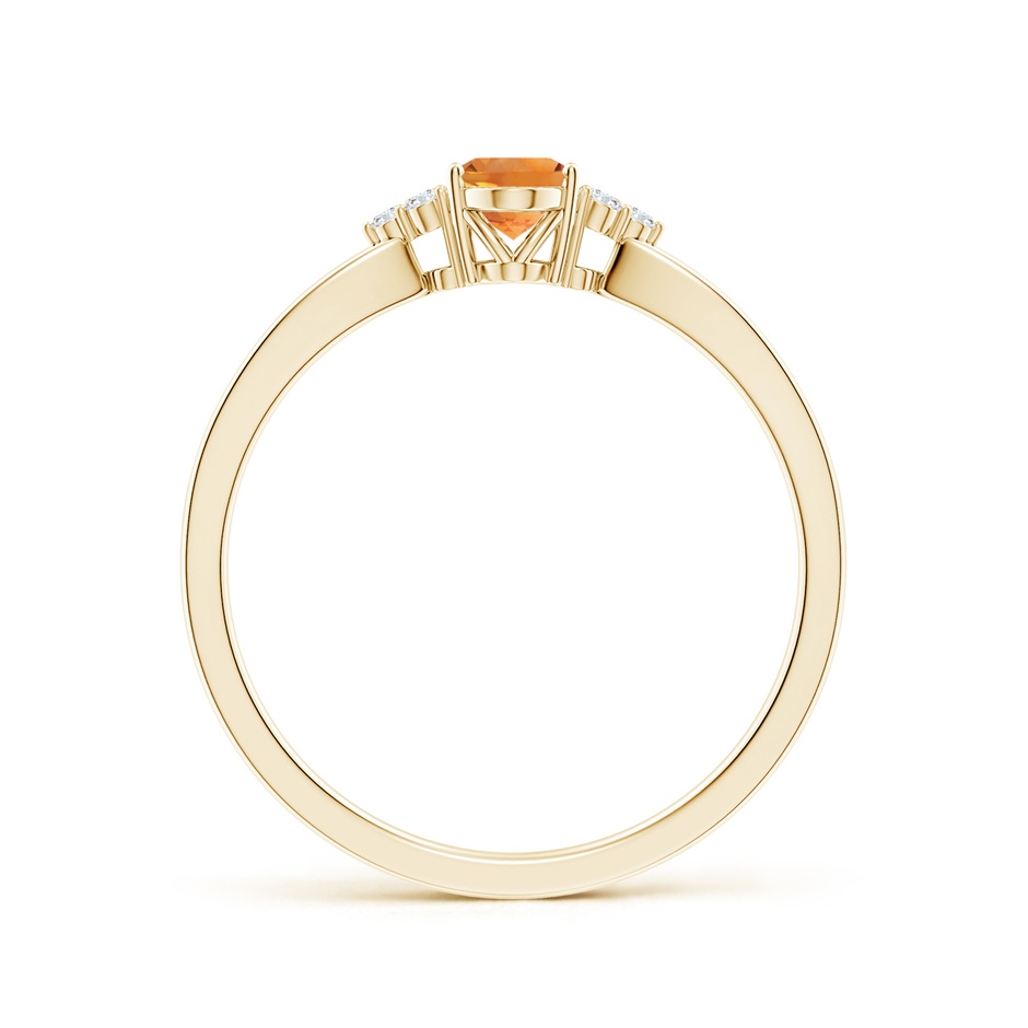 6x4mm AAA Solitaire Oval Citrine Split Shank Ring with Trio Diamonds in Yellow Gold side-1