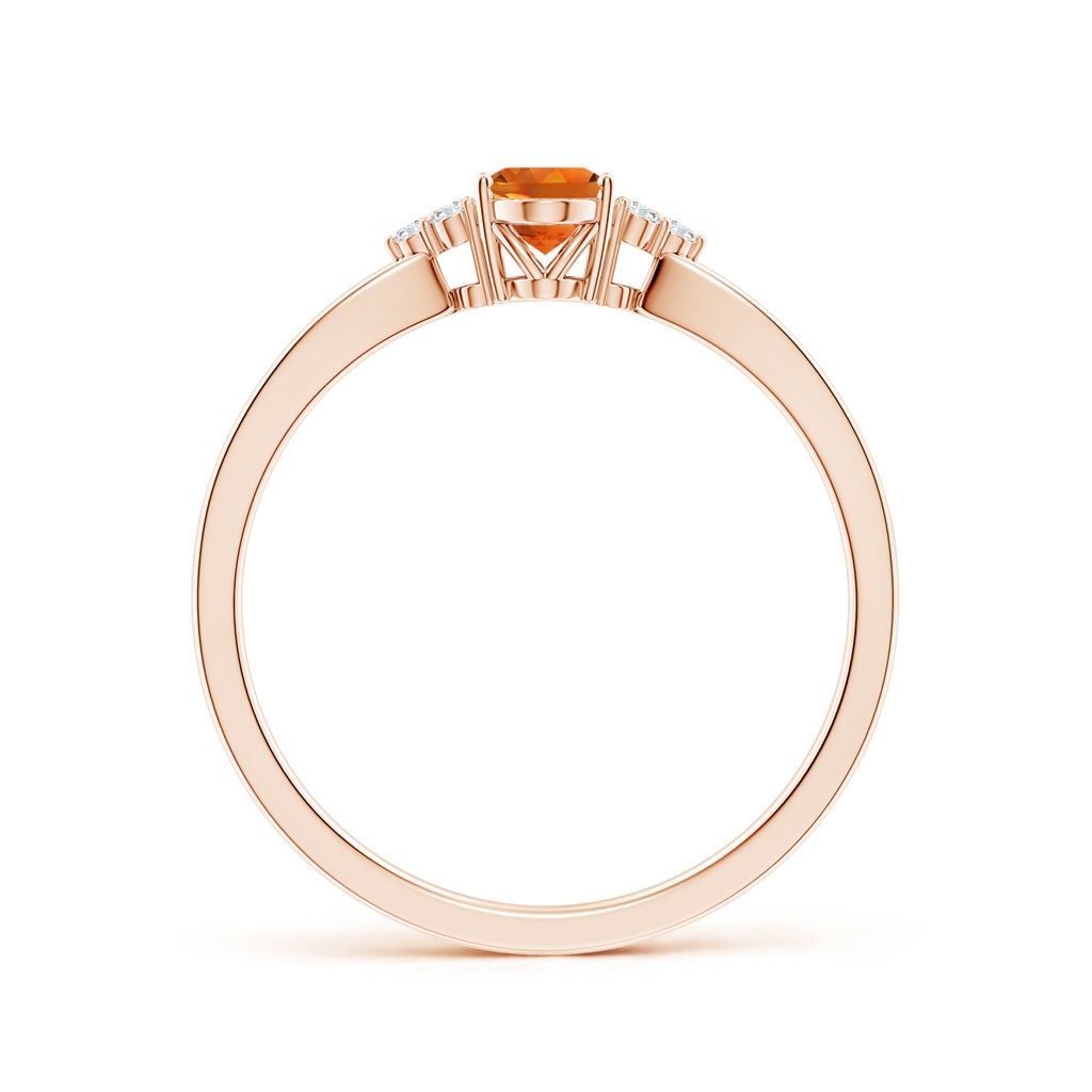 6x4mm AAAA Solitaire Oval Citrine Split Shank Ring with Trio Diamonds in Rose Gold - side_1