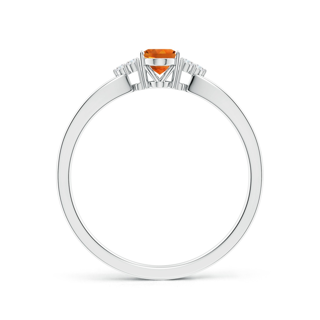 6x4mm AAAA Solitaire Oval Citrine Split Shank Ring with Trio Diamonds in White Gold - side_1