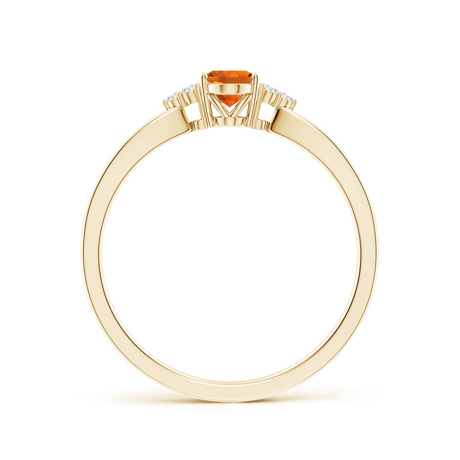 6x4mm AAAA Solitaire Oval Citrine Split Shank Ring with Trio Diamonds in Yellow Gold side-1