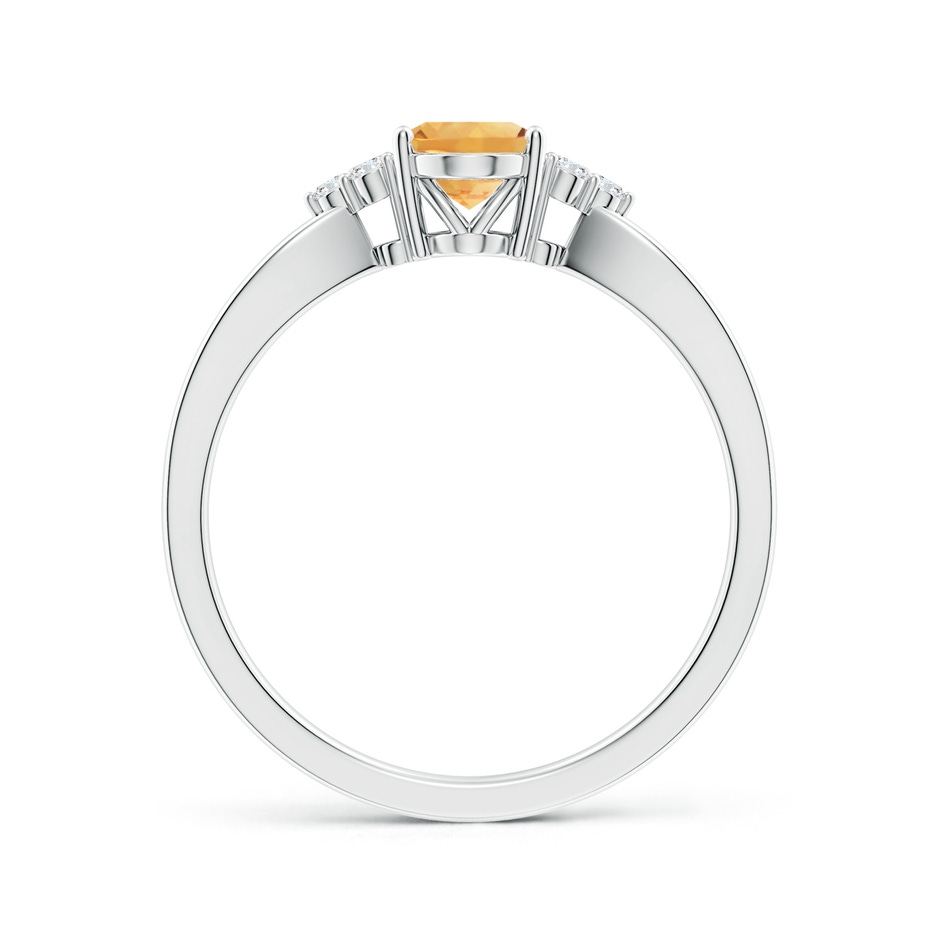 7x5mm A Solitaire Oval Citrine Split Shank Ring with Trio Diamonds in White Gold side-1