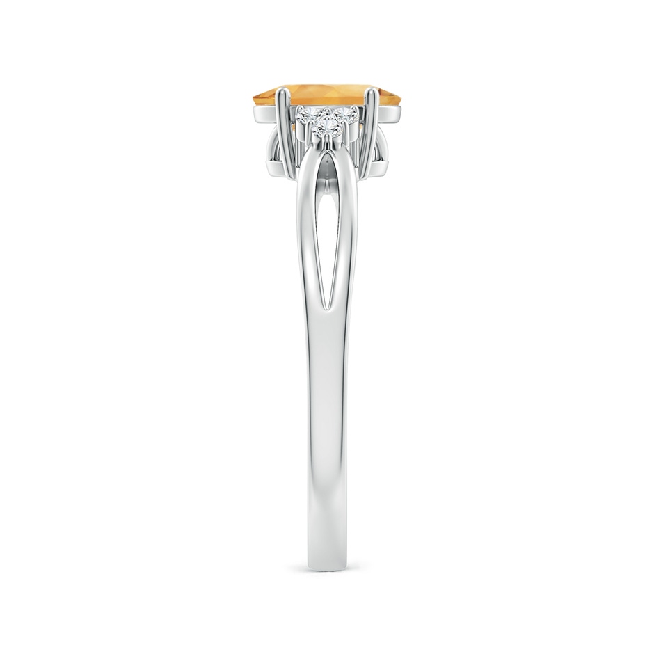 7x5mm A Solitaire Oval Citrine Split Shank Ring with Trio Diamonds in White Gold side-2