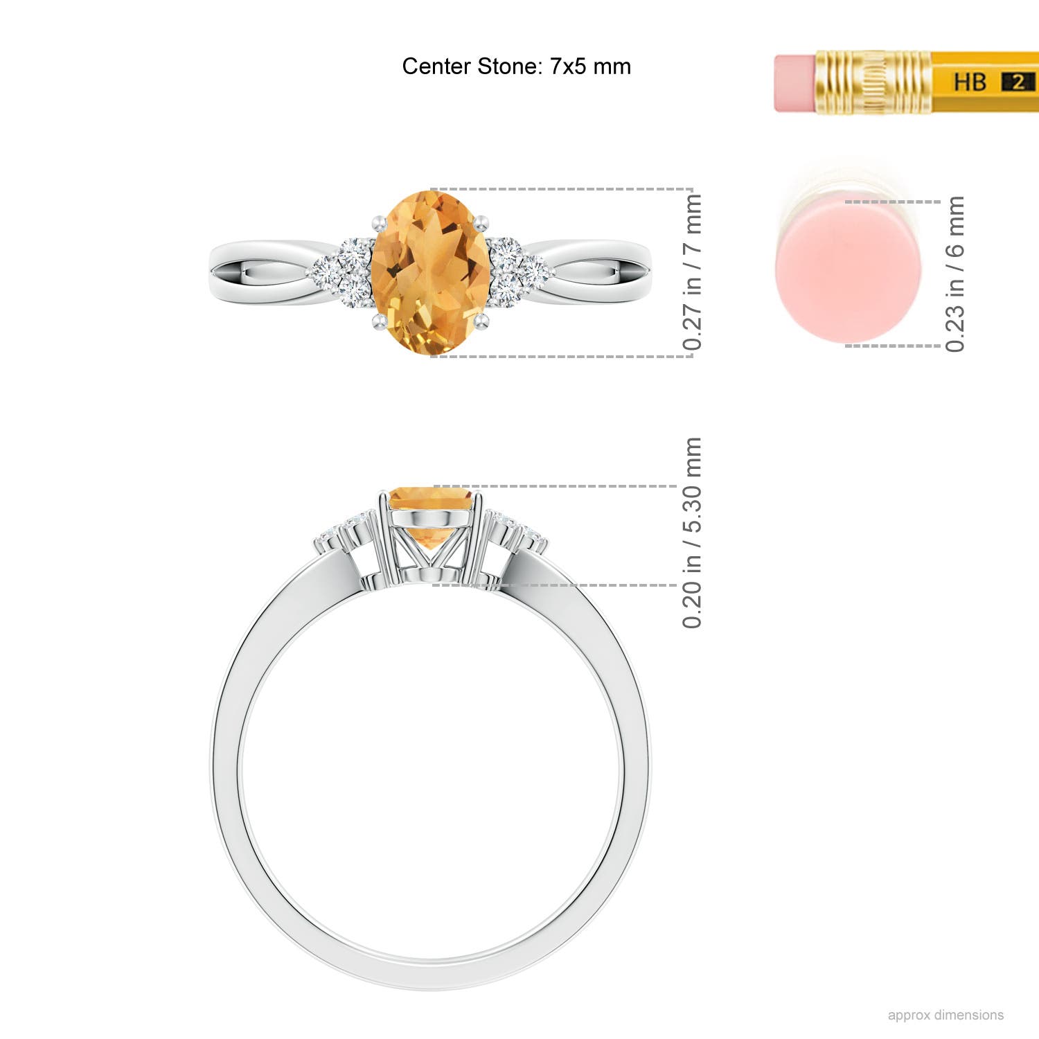 A - Citrine / 0.82 CT / 14 KT White Gold