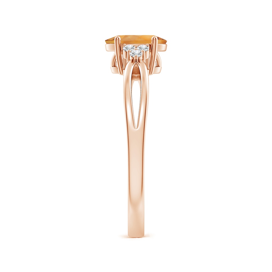 7x5mm AA Solitaire Oval Citrine Split Shank Ring with Trio Diamonds in Rose Gold side-2