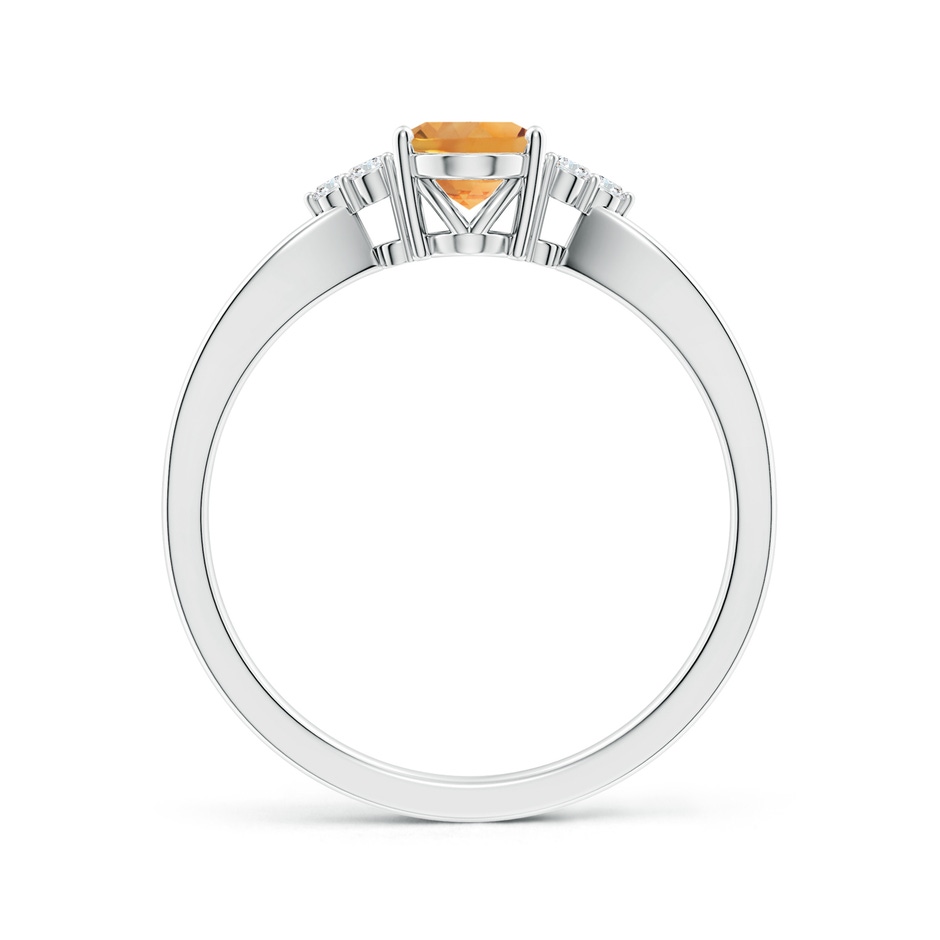 7x5mm AA Solitaire Oval Citrine Split Shank Ring with Trio Diamonds in White Gold side-1