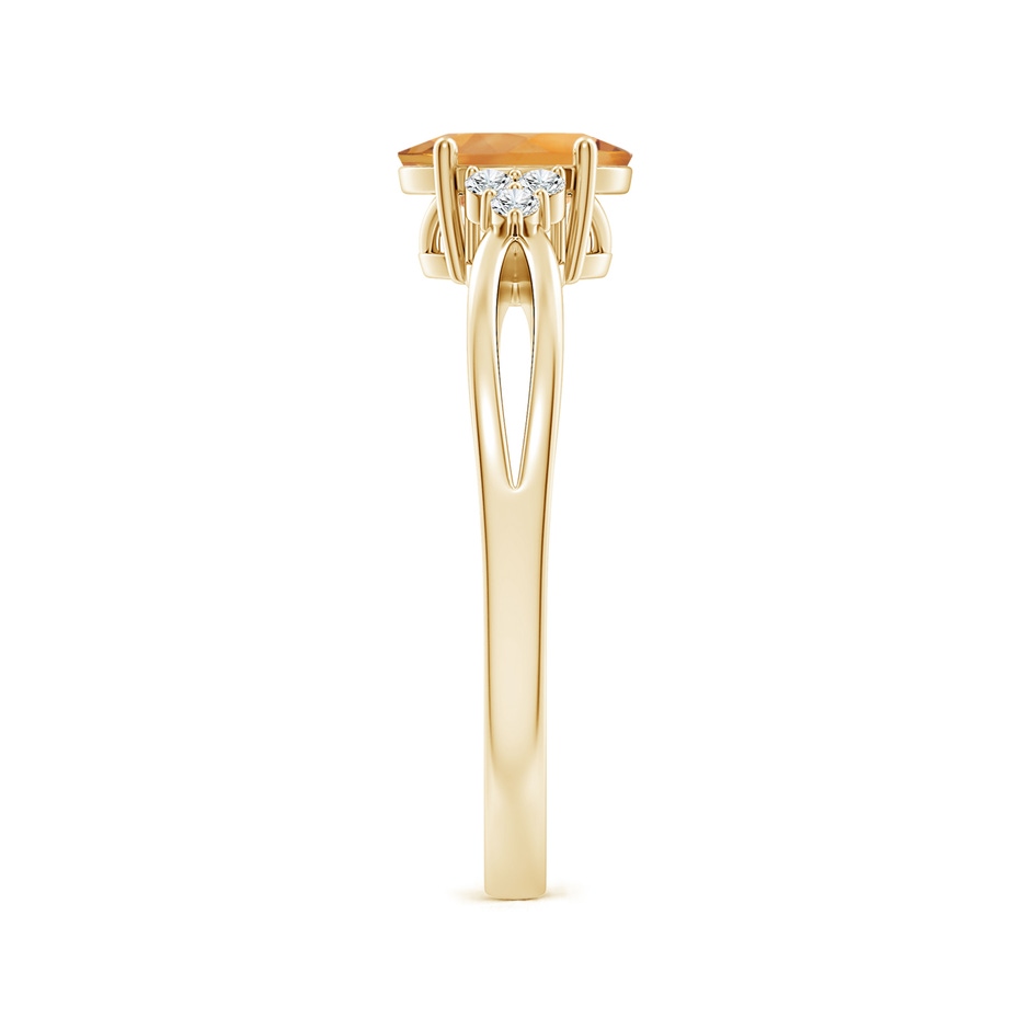 7x5mm AA Solitaire Oval Citrine Split Shank Ring with Trio Diamonds in Yellow Gold side-2