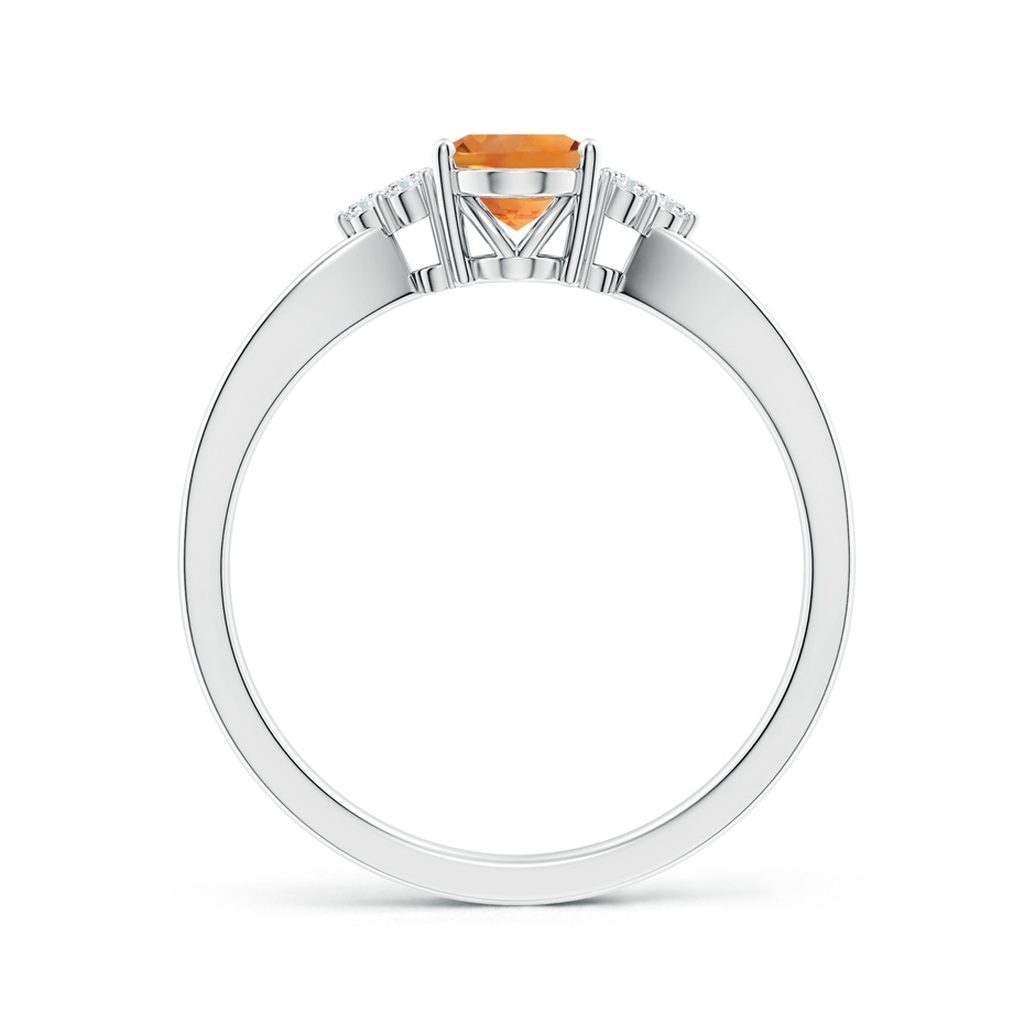 7x5mm AAA Solitaire Oval Citrine Split Shank Ring with Trio Diamonds in 9K White Gold product image