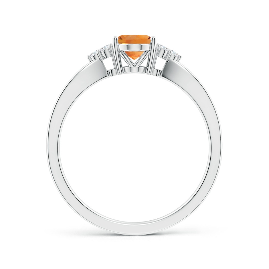 7x5mm AAA Solitaire Oval Citrine Split Shank Ring with Trio Diamonds in White Gold side-1