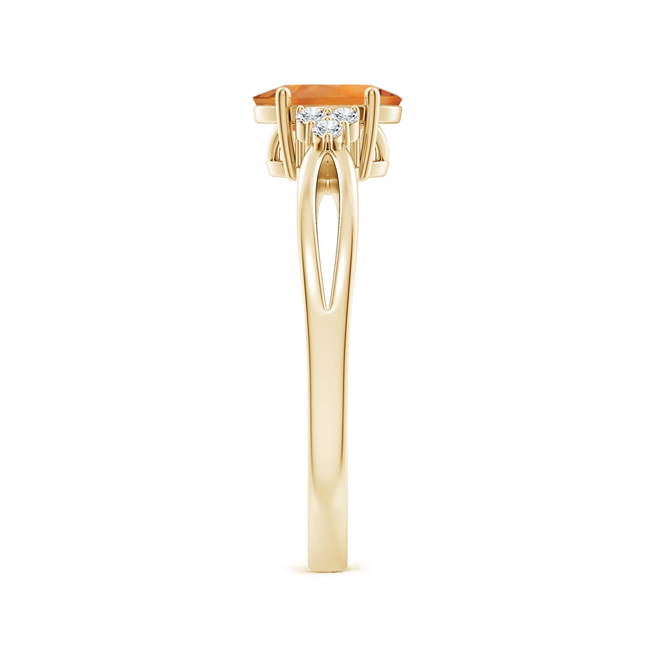 7x5mm AAA Solitaire Oval Citrine Split Shank Ring with Trio Diamonds in Yellow Gold side-2