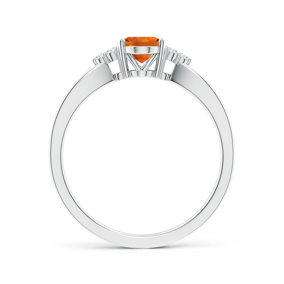 7x5mm AAAA Solitaire Oval Citrine Split Shank Ring with Trio Diamonds in P950 Platinum side-1