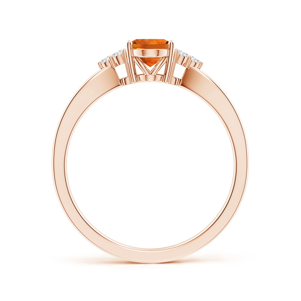 7x5mm AAAA Solitaire Oval Citrine Split Shank Ring with Trio Diamonds in Rose Gold Side-1