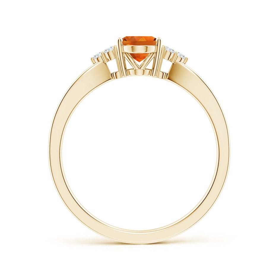 7x5mm AAAA Solitaire Oval Citrine Split Shank Ring with Trio Diamonds in Yellow Gold side-1