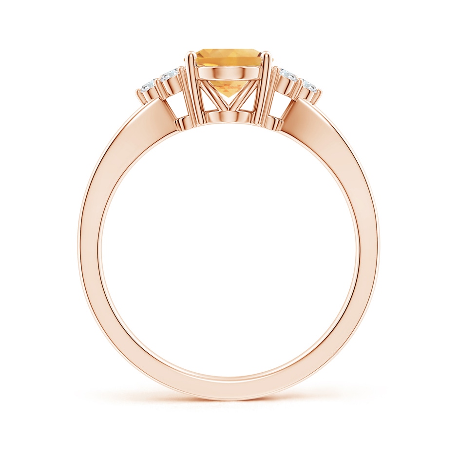 8x6mm A Solitaire Oval Citrine Split Shank Ring with Trio Diamonds in Rose Gold side-1