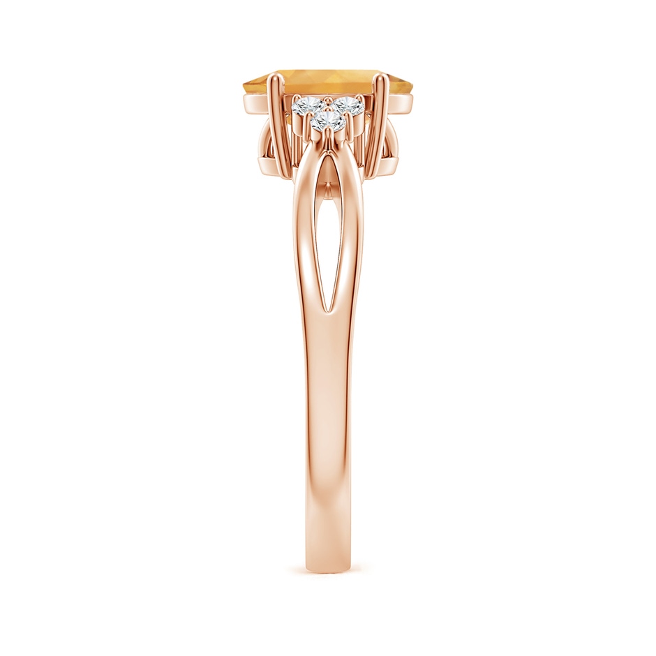 8x6mm A Solitaire Oval Citrine Split Shank Ring with Trio Diamonds in Rose Gold side-2