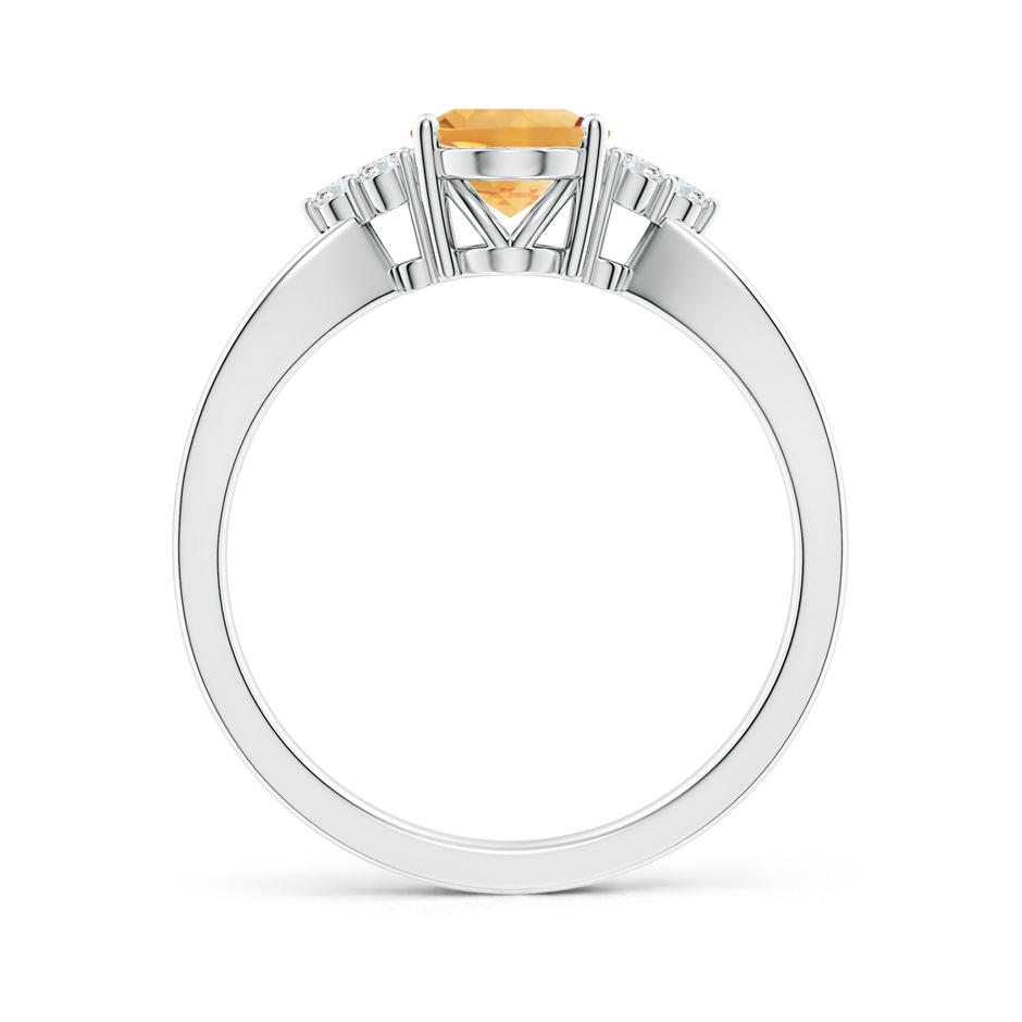 8x6mm A Solitaire Oval Citrine Split Shank Ring with Trio Diamonds in White Gold side-1