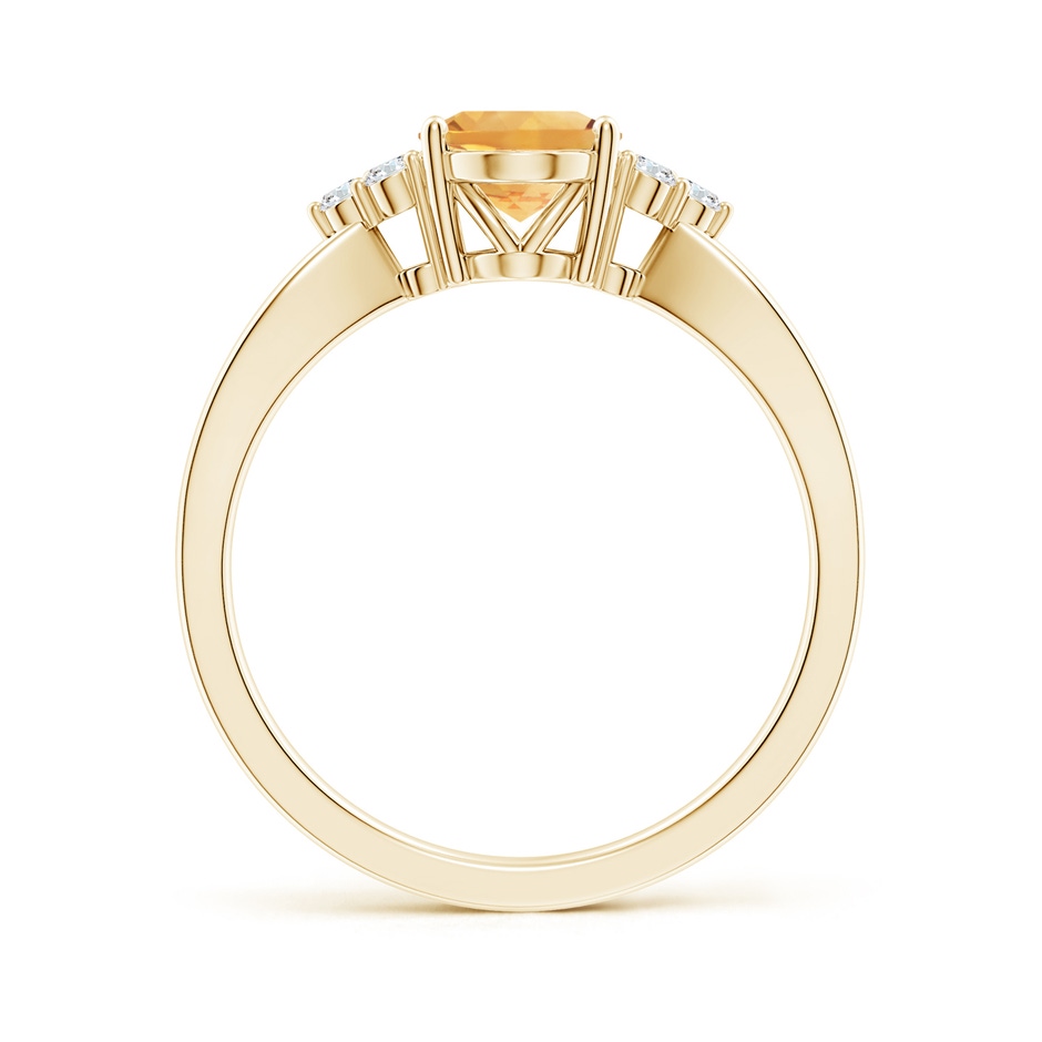 8x6mm A Solitaire Oval Citrine Split Shank Ring with Trio Diamonds in Yellow Gold side-1