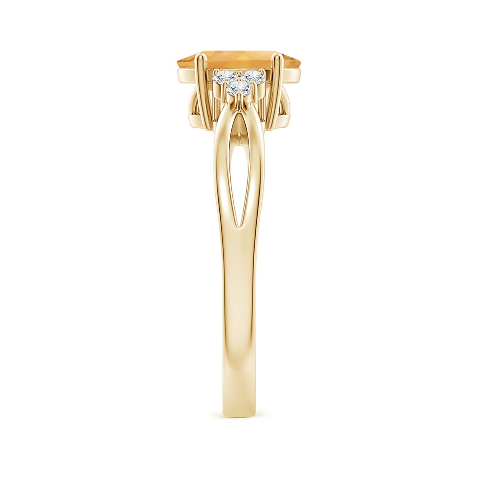8x6mm A Solitaire Oval Citrine Split Shank Ring with Trio Diamonds in Yellow Gold side-2